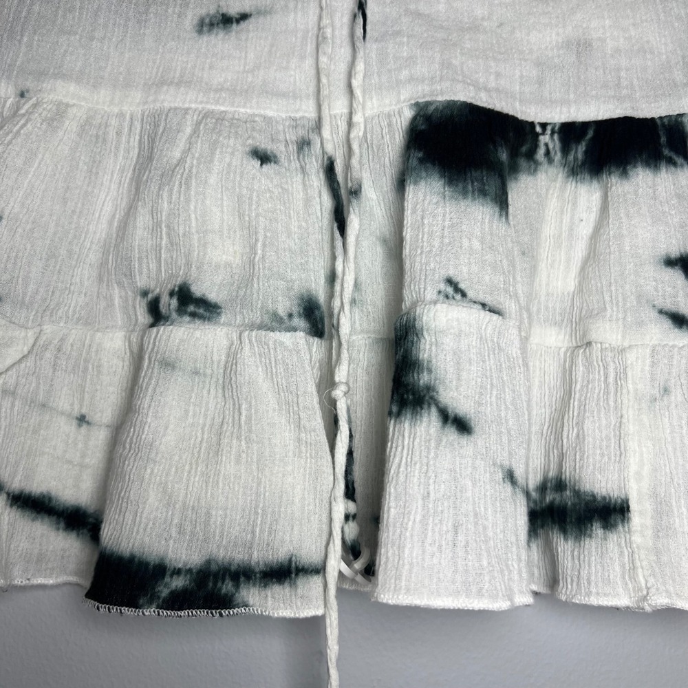 Walt Disney World Tie Dye Tiered Mini Skirt Black White Mickey Drawstring Cotton - Picture 4 of 7